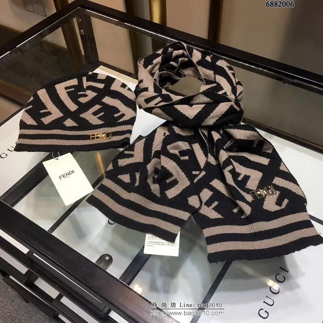FENDI芬迪 官網最新羊毛針織帽子圍巾套裝 男女同款 6882006 LLWJ7604